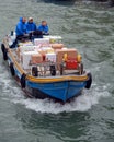 Delivery boat. Venice`s traffic is waterborne