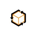 Delivery Box Arrows hexagon Logo
