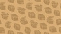 Delivery box background, cargo package seamless pattern. Various open and closed cardboard boxes, parcel flat icons
