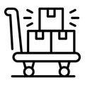 Delivery box cart icon, outline style