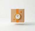 Delivery Box with Clock Icon for On-time Shipping and Service Royalty Free Stock Photo