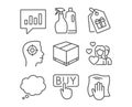 Delivery box, Couple and Comic message icons. Recruitment, Analytical chat and Buying signs.