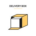 Delivery box isometric icon. Vector illustration of open delivery box with merchandise item inside. Postal parcel cardboard Royalty Free Stock Photo