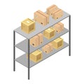 Delivery box shelf icon, isometric style Royalty Free Stock Photo