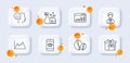 Delivery boxes, Businessman and Diagram line icons pack. For web app. 3d glass buttons. Vector Royalty Free Stock Photo