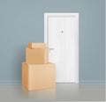 Delivery Boxes Door Composition Royalty Free Stock Photo