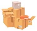 Delivery boxes pile. Storage stack cartoon icon