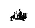 Delivery boy silhouette isolated on white background, vector Royalty Free Stock Photo