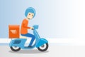 Delivery Boy Ride Scooter Motorcycle Service - Vector Illustration Royalty Free Stock Photo