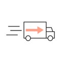 Delivery car arrow. Gift box icon. Express delivery icon. Vector illustration. stock image. Royalty Free Stock Photo