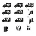 Delivery car and Present, shopping vector icons set. Royalty Free Stock Photo