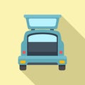 Delivery car trunk icon flat vector. Vehicle door Royalty Free Stock Photo
