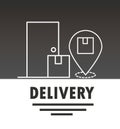 Delivery cardboard box in door location pin line style design
