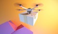 delivery cargo blue helicopter fast aircraft air drone fly technology. Generative AI.