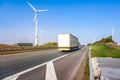 Truck moves on the road at speed, delivery of goods. Royalty Free Stock Photo