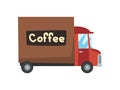 Delivery Coffee Truck, Coffee Industry Production Stage Vector Illustration