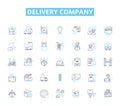 Delivery company linear icons set. Shipping, Courier, Logistics, Parcel, Express, Freight, Dispatch line vector and Royalty Free Stock Photo