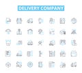 Delivery company linear icons set. Shipping, Courier, Logistics, Parcel, Express, Freight, Dispatch line vector and Royalty Free Stock Photo