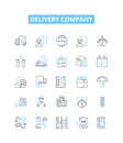 Delivery company vector line icons set. Delivery, Company, Courier, Shipping, Logistics, Trucking, Parcel illustration