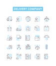Delivery company vector line icons set. Delivery, Company, Courier, Shipping, Logistics, Trucking, Parcel illustration Royalty Free Stock Photo