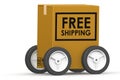 Delivery concept with carboard box with free shipping word Royalty Free Stock Photo