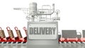 Delivery concept, cardboard boxes and trucks Royalty Free Stock Photo