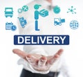 Delivery concept levitating above a hand Royalty Free Stock Photo
