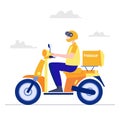 Delivery concept. Man riding motorcycle deliver service flat character abstract people vector Royalty Free Stock Photo