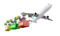 Delivery concept plane pulls container Royalty Free Stock Photo