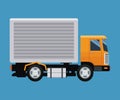 Delivery concept truck transport blue background