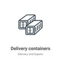 Delivery containers outline vector icon. Thin line black delivery containers icon, flat vector simple element illustration from