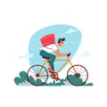 Delivery courier on bicycle with parcel order Royalty Free Stock Photo