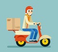 Delivery Courier Motorcycle Scooter Box Symbol Icon Concept Isolated on Green Background Flat Design Vector Illustration