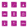 Delivery of cure icons set, grunge style