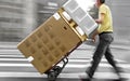 Delivery with dolly by hand Royalty Free Stock Photo