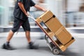 Delivery with dolly by hand Royalty Free Stock Photo