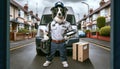 Delivery Driver Dog Ready for Service