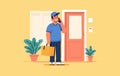 Delivery Driver Ringing Doorbell Royalty Free Stock Photo