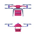 Delivery Drone Aircraft as Commercial Transport for Shipping Vector Set