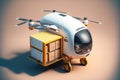 Delivery drone, autonomous delivery robot, and business air transportation concept Royalty Free Stock Photo