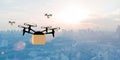 Delivery drone with the package Royalty Free Stock Photo