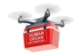 Delivery drone with portable fridge for transporting donor organs, 3D