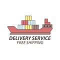 Delivery or shipping service vector ship cargo icon Royalty Free Stock Photo