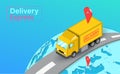 Delivery express by truck on global with system GPS