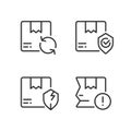 Delivery features and issues pixel perfect linear icons set