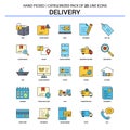 Delivery Flat Line Icon Set - Business Concept Icons Design Royalty Free Stock Photo