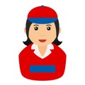 Delivery Girl Avatar Flat Icon on White