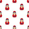 Delivery Girl Avatar Icon Seamless Pattern