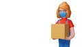 Delivery girl hold a parcel box, 3d rendering