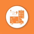 Delivery glyph icon. Freight transport and checklist sign. Express shipping. Worldwide logistics. Sign for web page, app